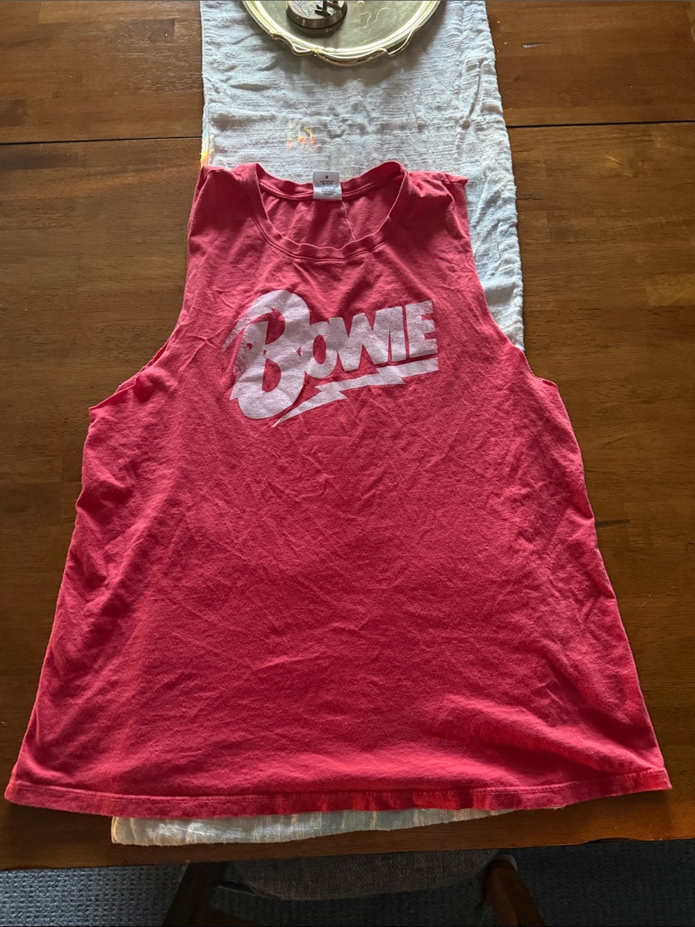 LetLuv Bowie Tank sleeveless muscle tee cut off red M graphic Anthropologie - Picture 2 of 8